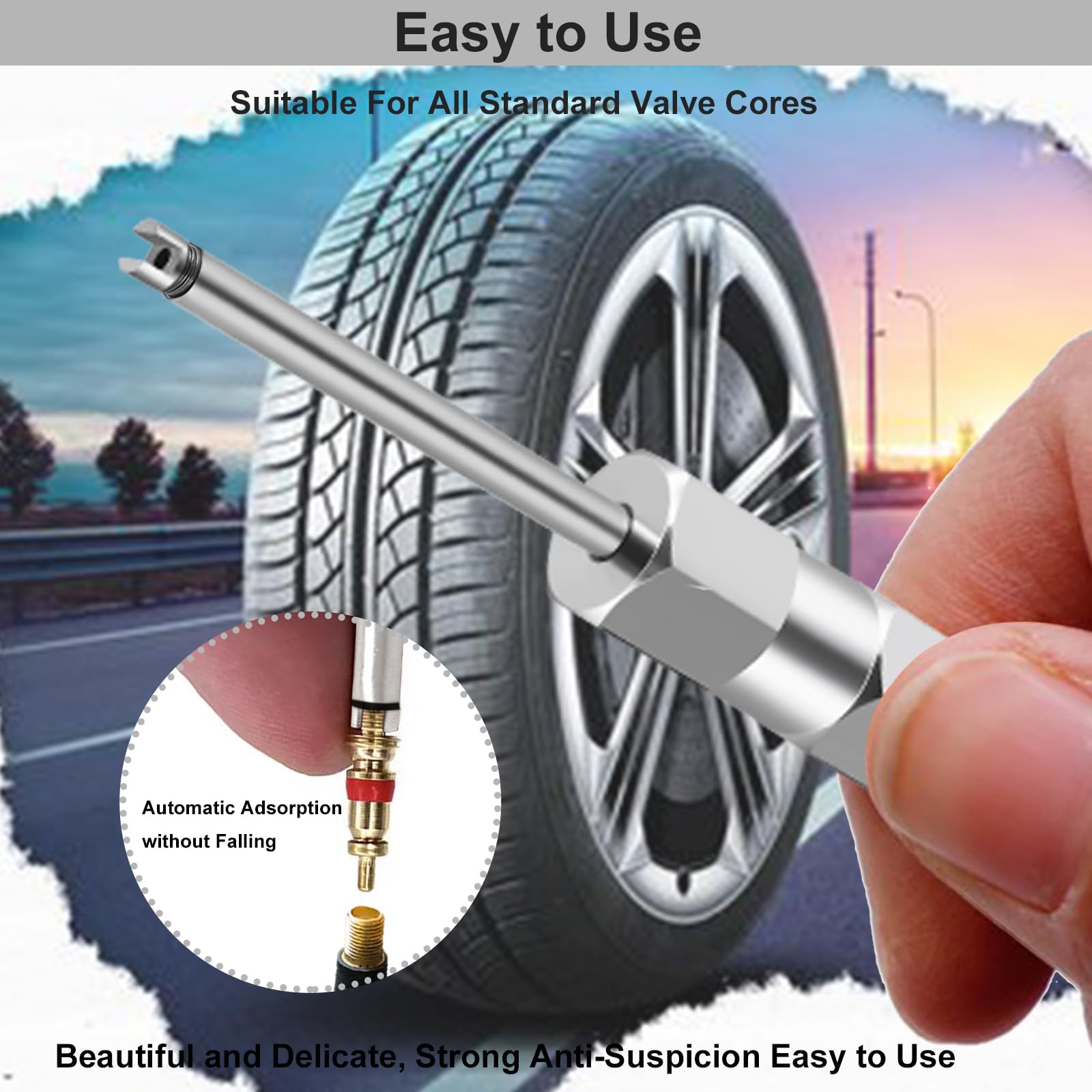 PUIBERS Tire Valve Stem Tool Kit,Presta Valve Core and Stainless Steel Schrader Stem Removal Tools, Car and Bike Valves Core Repair Kit