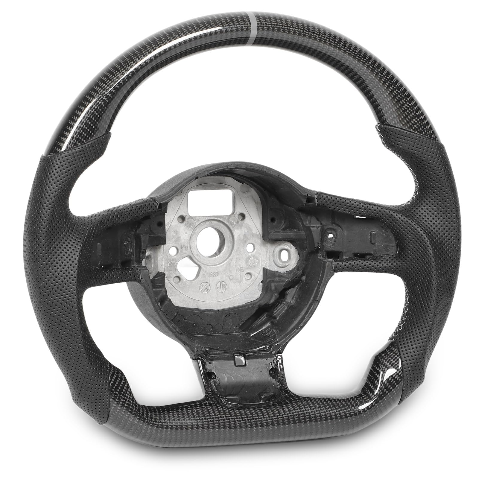Real Carbon Faserlenkrad mit Perforiertem Leder, überlegener Griff Flacher Boden D -Typ Rennsport, Geeignet für 42 20072015, TT TTS TTRs 8J 20062014