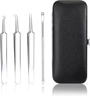 4 unidades kit removedor de cravos acne comedone Extrator de espinhas Ferramenta de limpeza de espinhas Extrator de pinças de cravo com estojo de armazenamento