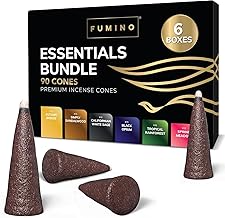 Incense Cones Fumino Fresh Multipack Essentials Bundle 6 Boxes 90 Pieces Masala Agarbatti Joss Fragrance for Relaxation and Meditation, Home and House Decor Scent