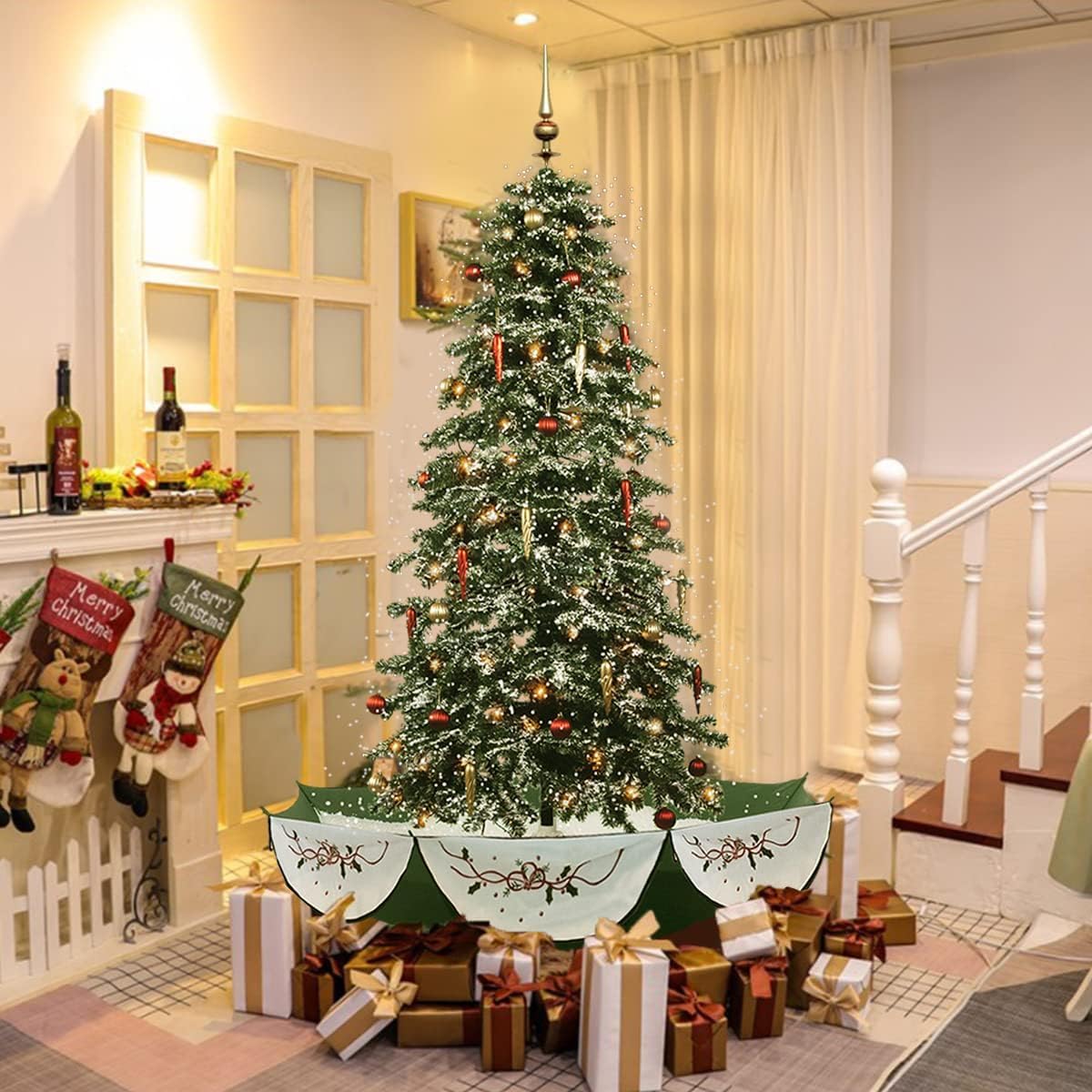 最終価格１点のみ　大きなクリスマスツリー 170㌢ LED 光雪降る機能音楽機能 雪を降らせる機能付きクリスマスツリー グリーン 170cm LED機能付き