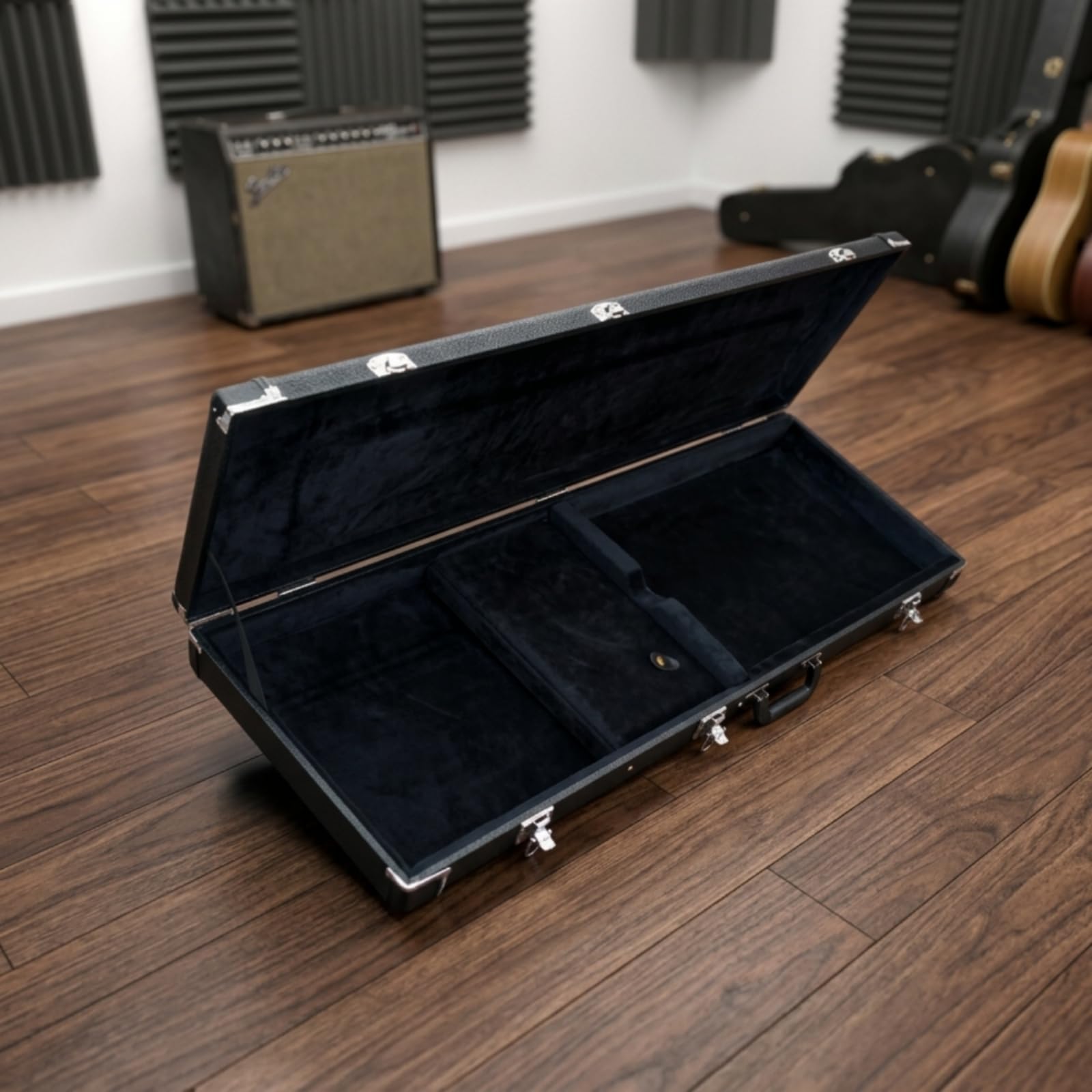 Colcolo Custodia Elettrica per Chitarra Rettangolare Custodia Rigida Scatola Valigetta Astuccio in Legno Interno in Peluche Fodera Morbida con Scomparti
