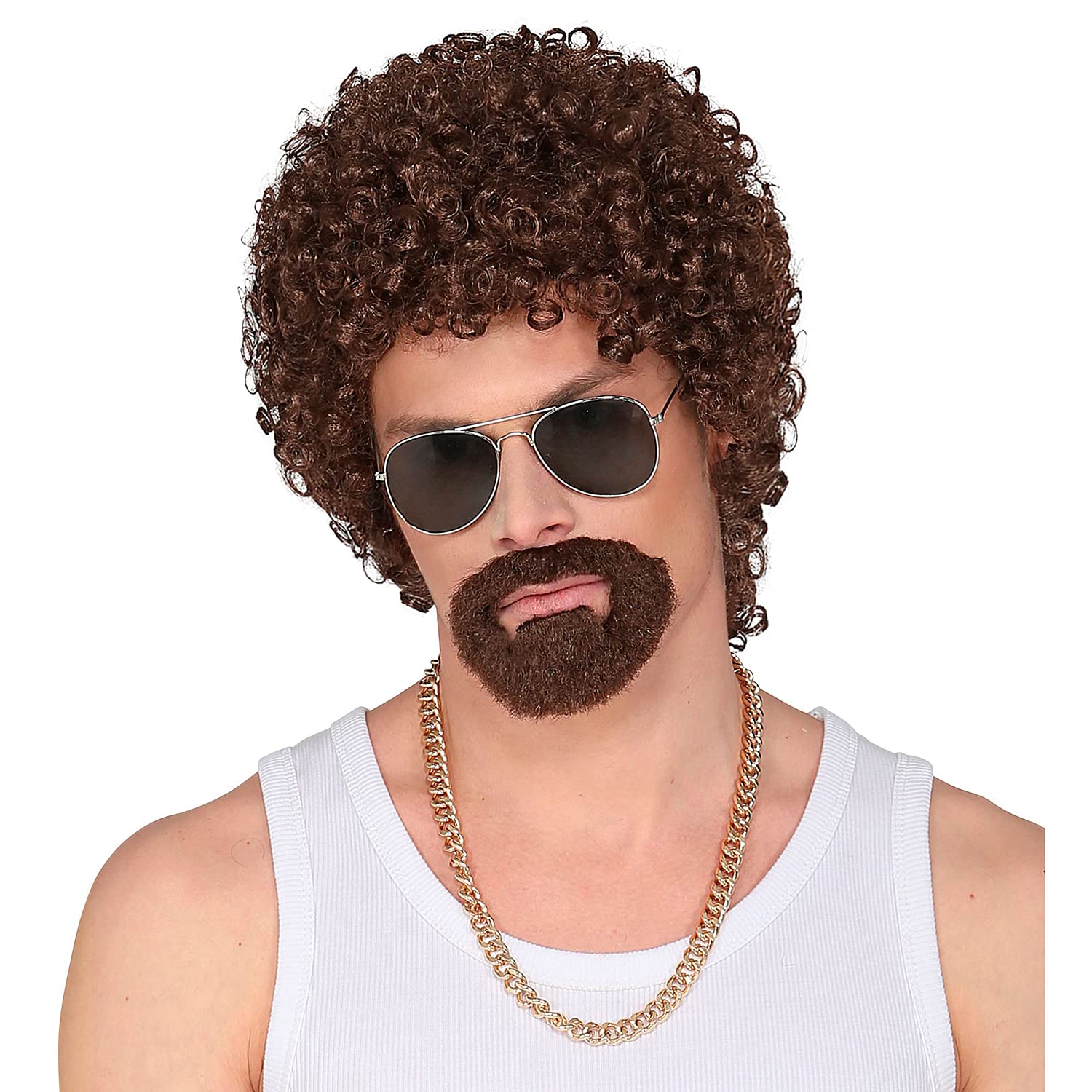 Widmann 51637 - Mr. Wonderful Wig Brown with Goat Beard, 80s, Theme Party, Carnival - Image 3
