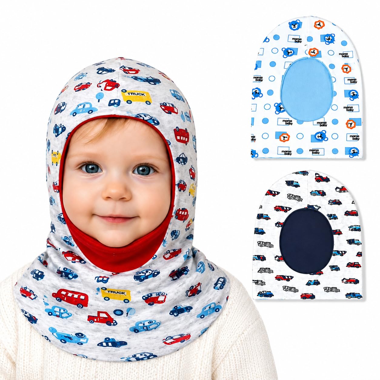 Cotton Baby Boys and Girls Reversible Monkey Cap -muticolour-image-35