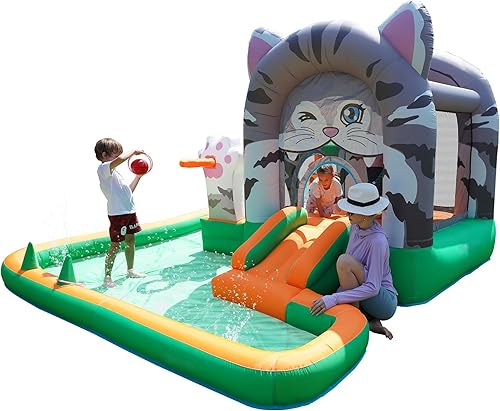 Miniatura 2 de Castillo hinchable para niños, castillo hinchable con tobogán, pozo de bolas, soplador, saco de boxeo para húmedo y seco