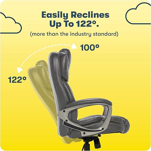 Miniatura 7 de Serta Silla de computadora ergonómica ajustable para oficina ejecutiva con almohadas corporales en capas, borde de asiento de cascada, cuero
