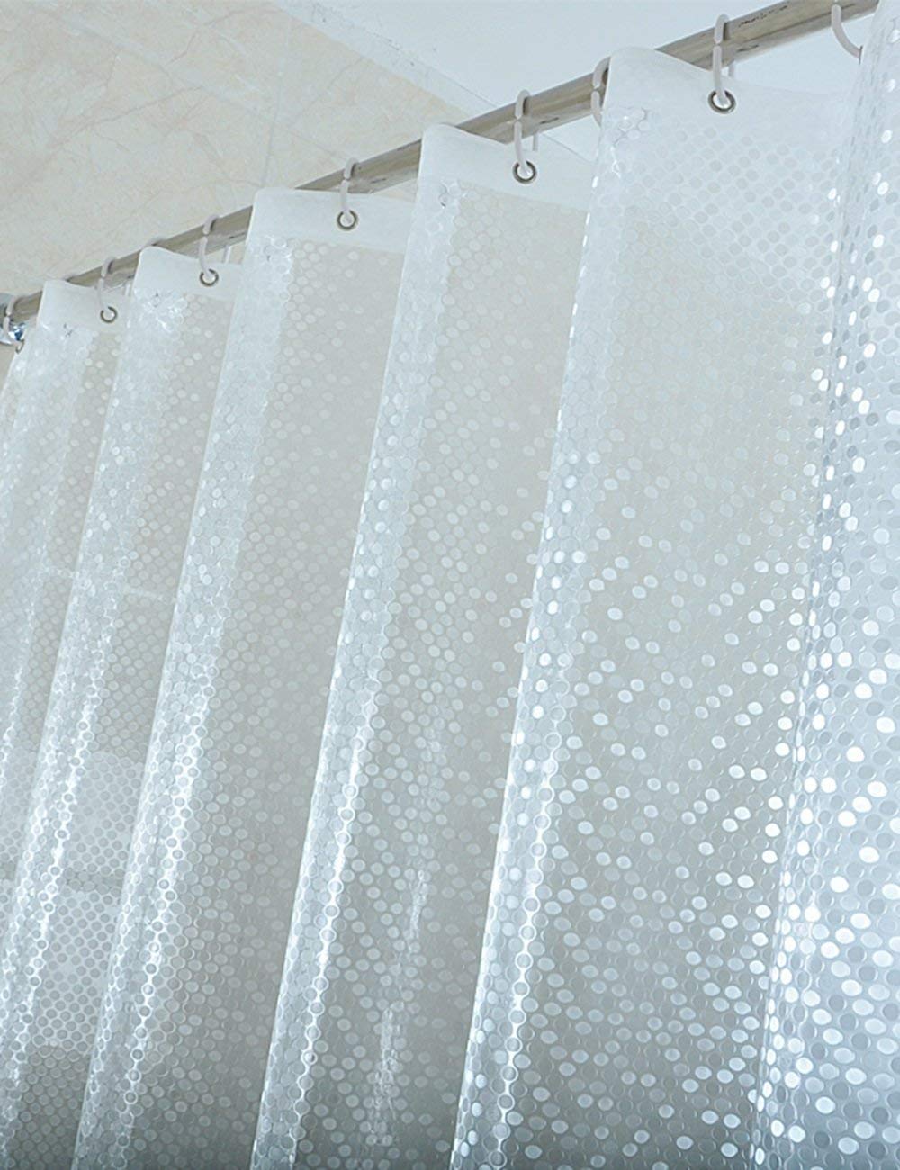 Mu Home - Cortina de baño con particiones de baño impermeable simple cortina de ducha impermeable más gruesas cortinas de baño transparentes con diseño de lunares pequeños (múltiple/si