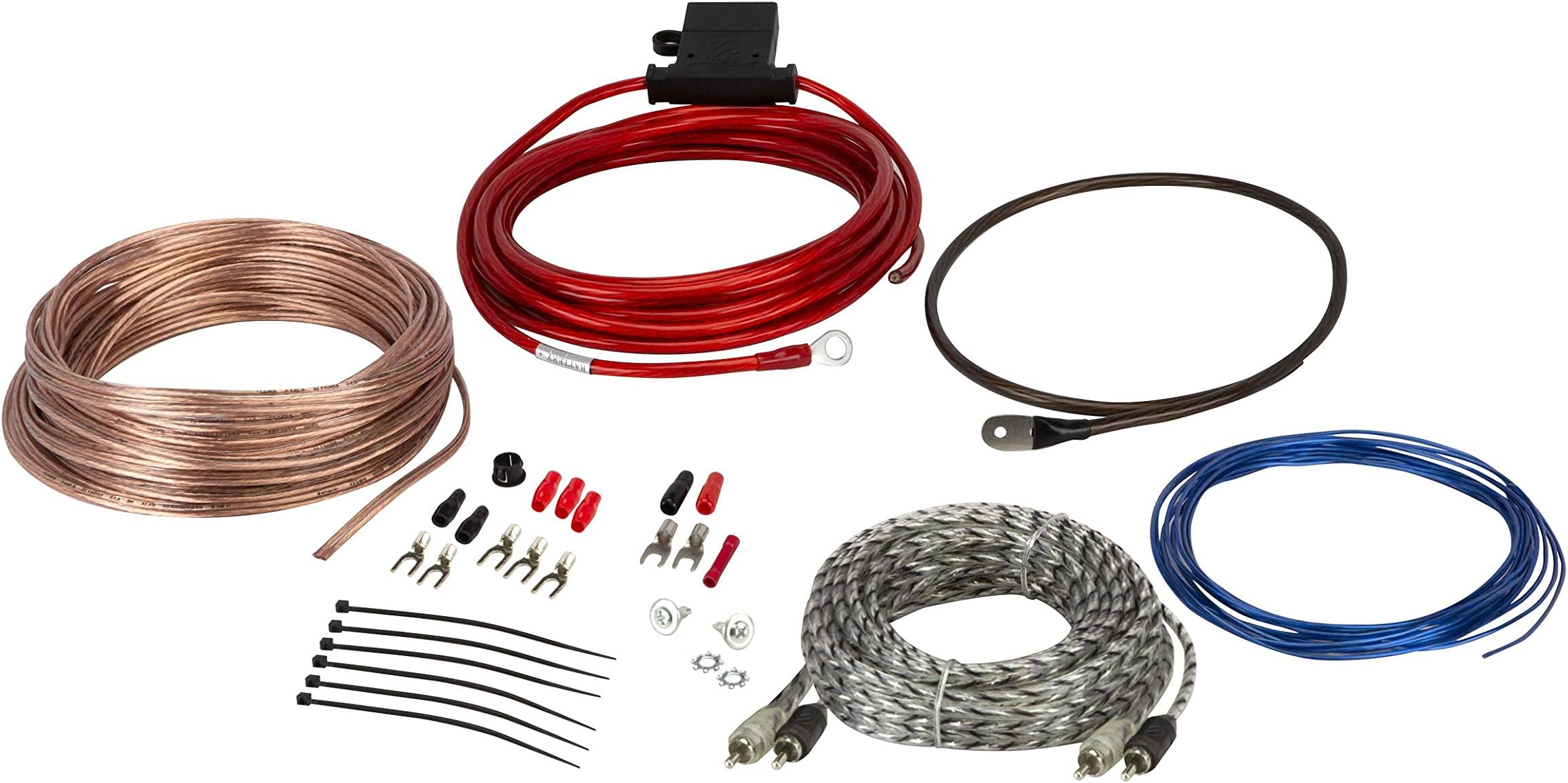 Scosche Install Centric ICAK10 True 10 Gauge Hybrid OFC High Current Amp/Subwoofer Wiring Kit | Complete 2-CH Car Amplifier Install Kit Twisted Pair Audio Cables, Speaker Wire, In-Line Fuse Holder
