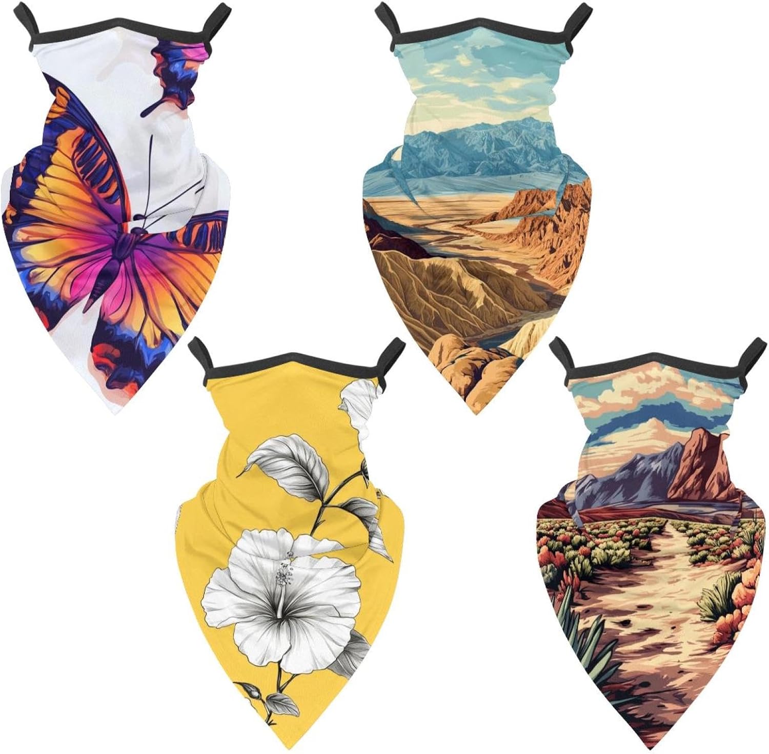 4 Pack valley (1) Neck Gaiter, Cooling Breathable Face Mask UV Protection Scarf Hiking Bandana for Men/Women