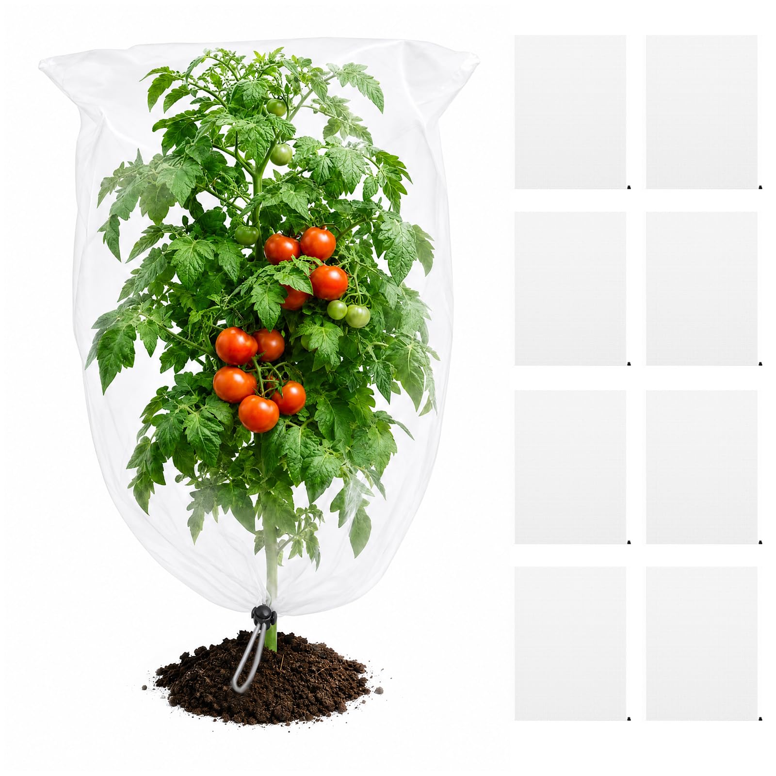 8 Packs Fruit Tree Netting,80x120cm Bird Protection Garden Netting Plant Covers with Drawstring, Bird Net Protective Cover for Blueberry Tomato Vegetables Flower Strawberry
