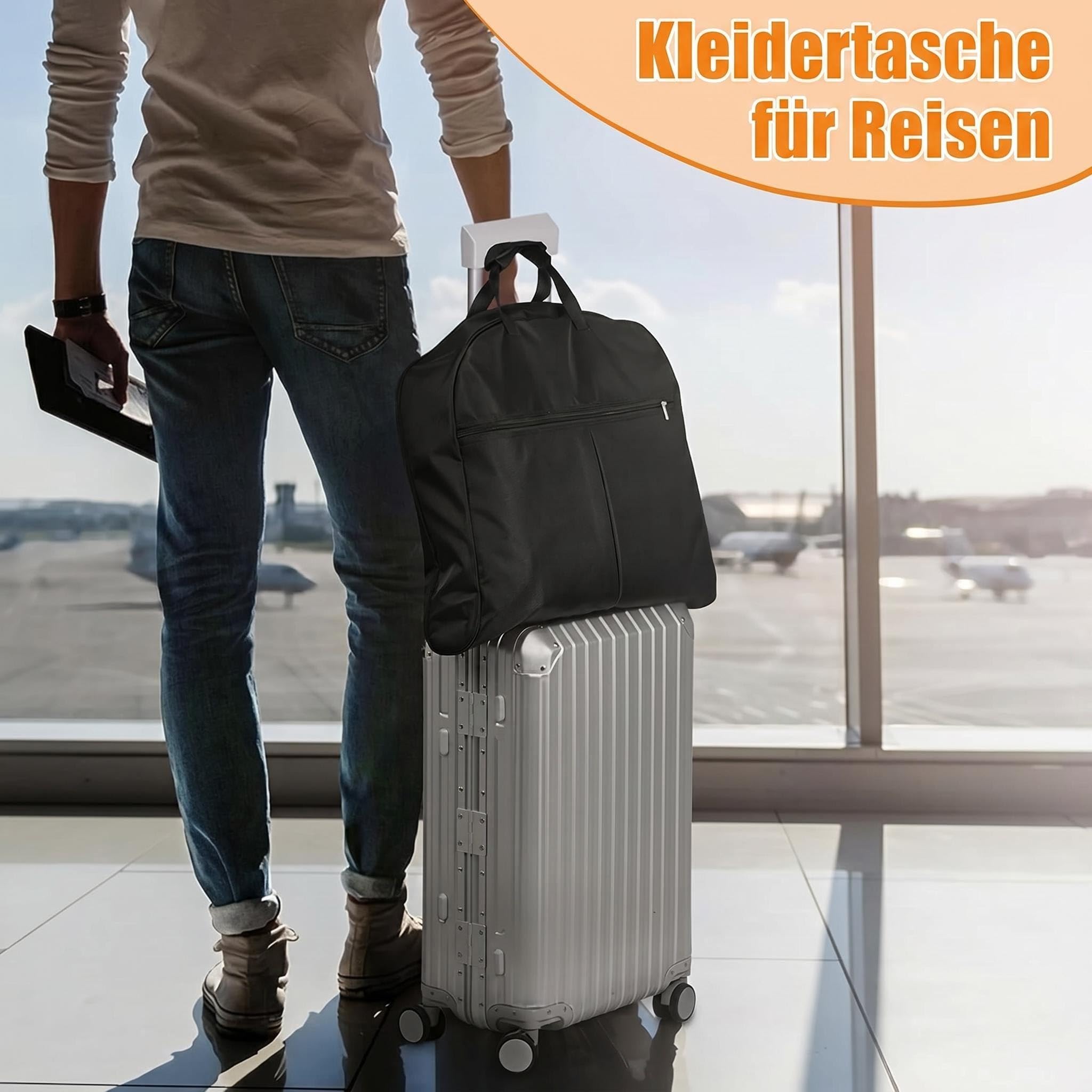 MISSLO 109 cm Kleidersack für Reisen, Wasserdicht Kleidersack Anzug für Damen und Herren, Anzugtasche mit Tragegriff, Faltbare Kleiderhülle Reisetasche Handgepäck für Anzüge und Hemden, Schwarz