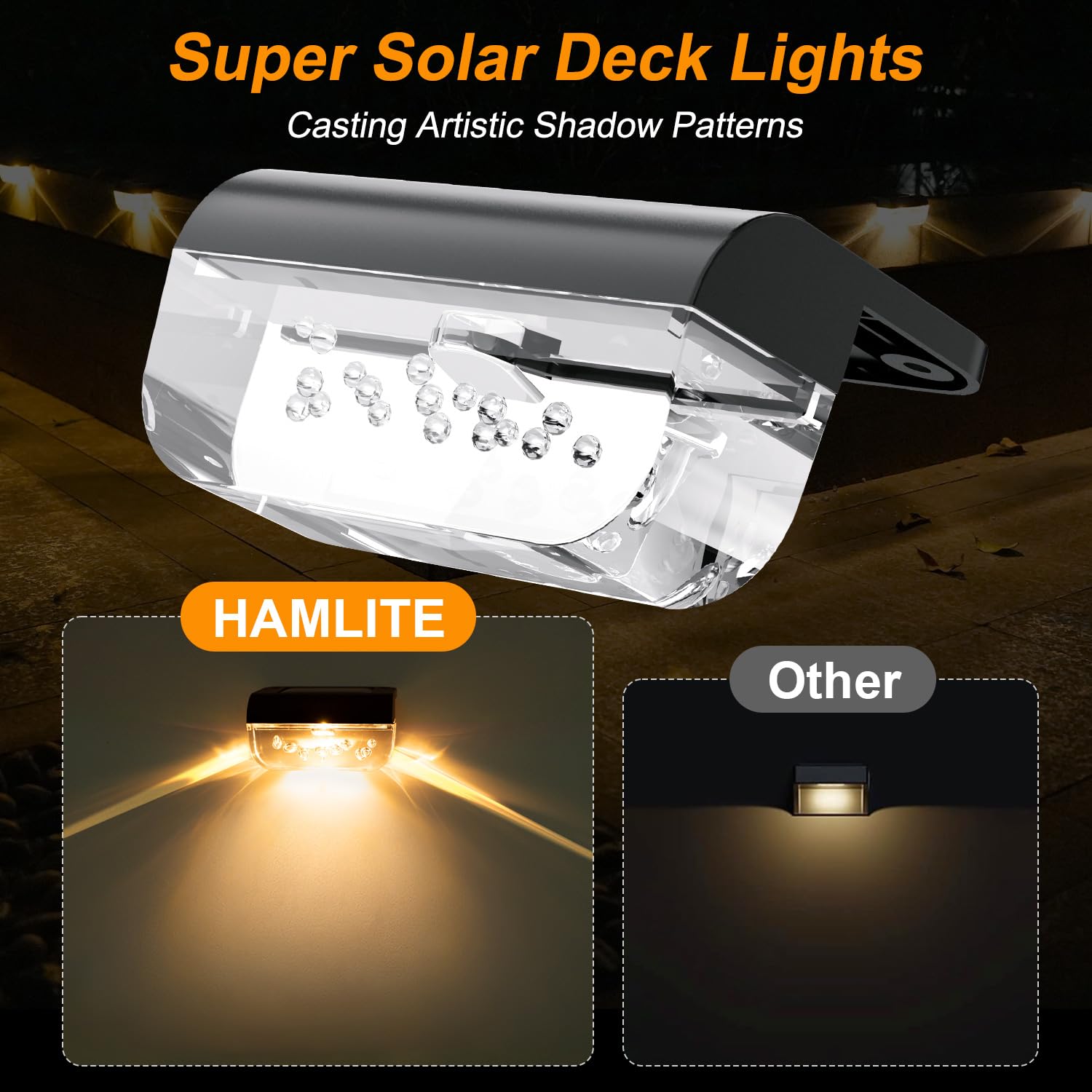 HAMLITE Solar Fence Lights Outdoor Garden, 16 Pack Solar Decking Lights Outdoor Waterproof - Image 3