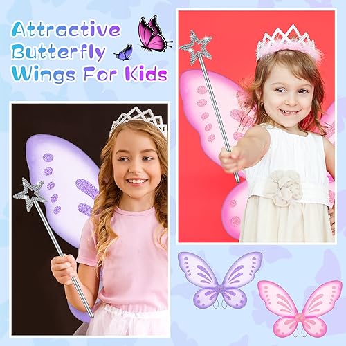 Vista 18 de Sumind 2 piezas de alas de hada de mariposa, alas de mariposa, disfraz de fiesta de cumpleaños, accesorio de disfraz de ángel de Halloween