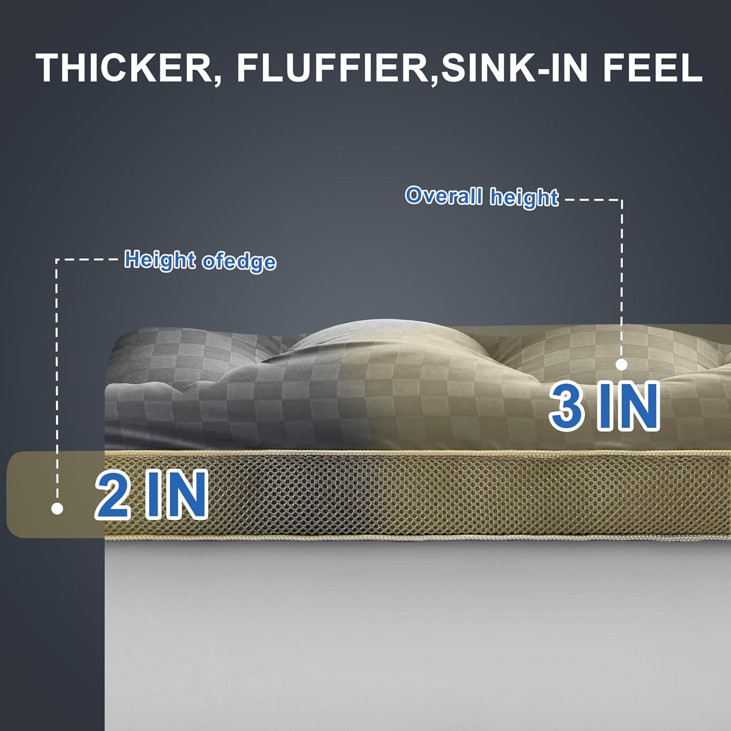 2~3In Extra Thick Mattress Topper Cooling Pillow Top Airflow Design for Hot Sleepers, Soft Comfort & Supportive, Pressure-Relieving Pad for Back & Side Sleepers, Easy Setup & Wash, King 78”*80”
