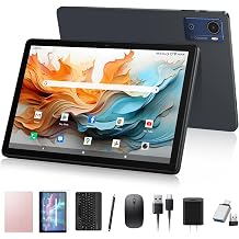 10.1 Inch Android 16 Tablet, 12GB + 64GB, 2 in 1 Tablets with Keyboard