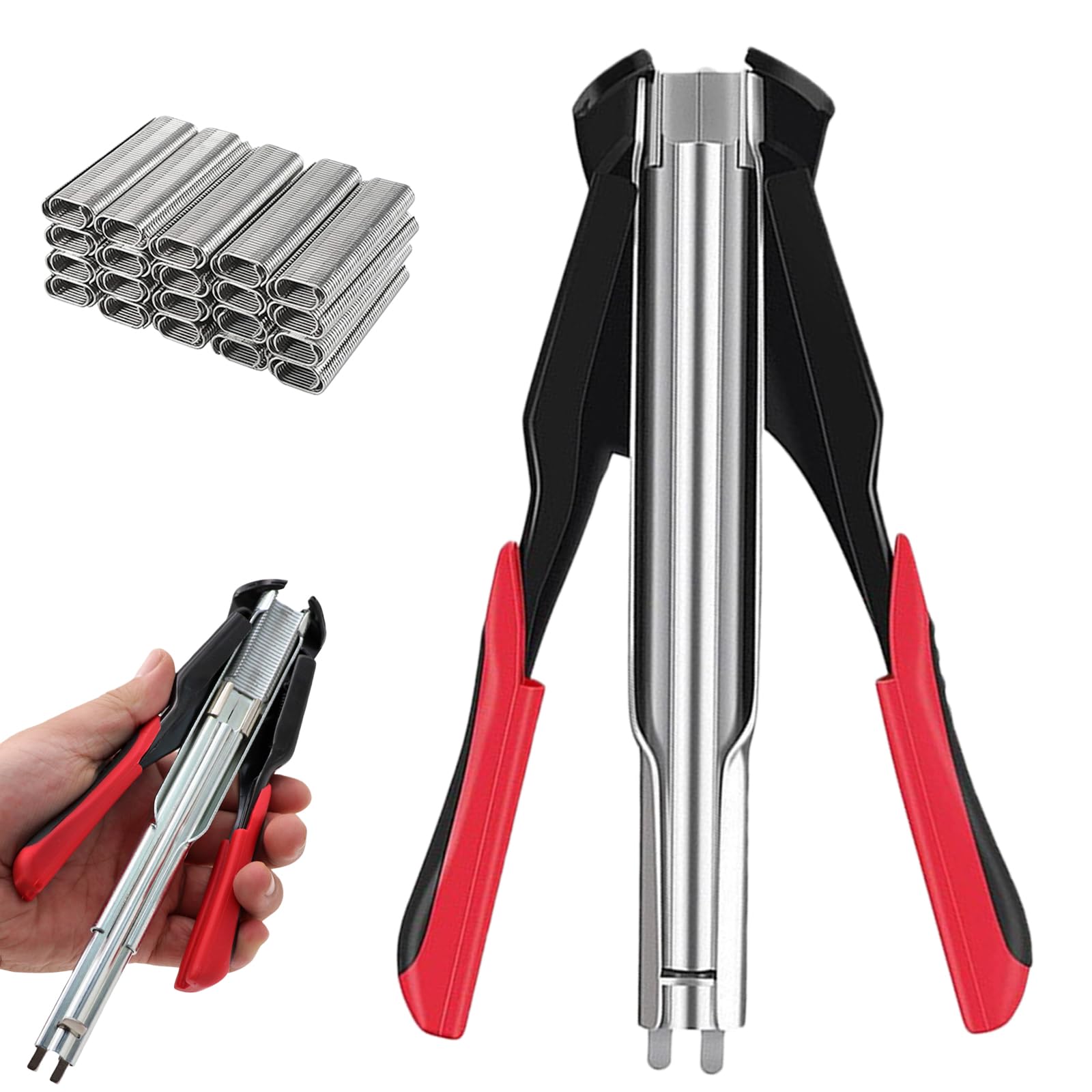 Set di pinze per anelli Hog Ring, pinze automatiche per recinzioni con 500 anelli Hog, clipper per salsicce, pinze per anelli di sicurezza per gabbie per animali domestici, recinzioni per animali