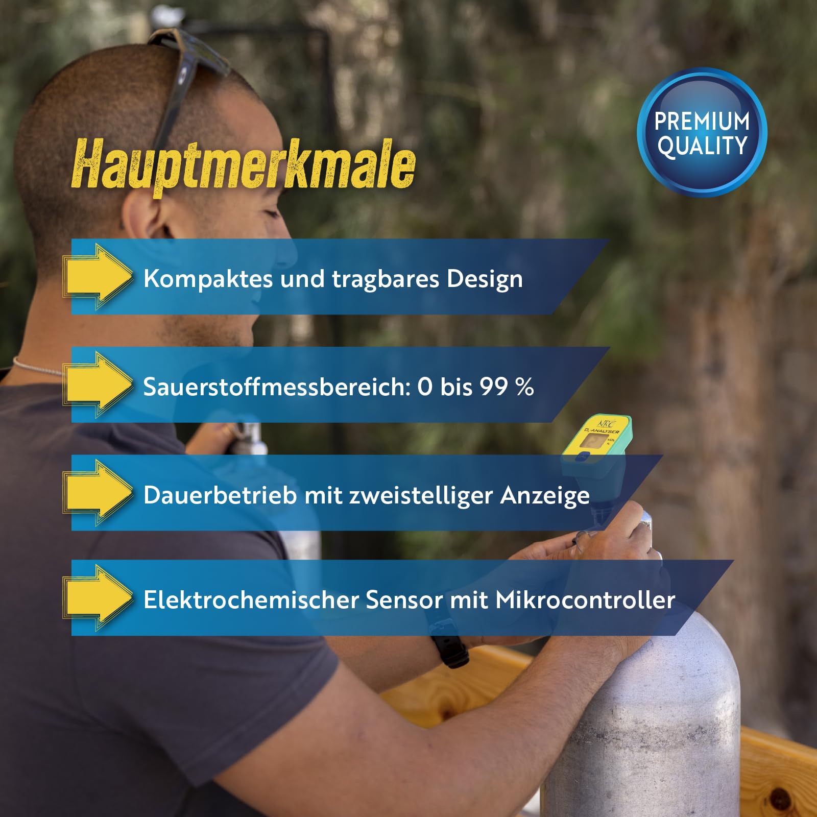 NRC PIC O2-Analyser - Tragbares Sauerstoffmessgerät für Tauchflaschen & Nitrox-Taucher - Präzise, kompakt & langlebig