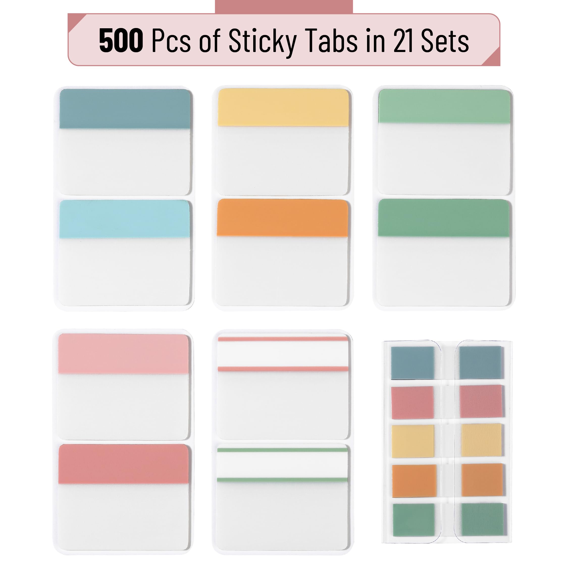 Mr. Pen- Sticky Index Tabs, 500 Pcs, 21 Sets, , Writable Colored Pages Markers Labels for Reading Notes, Books, Binders, Notebook, Folders and Classify Files, Water-Resistant: Boho