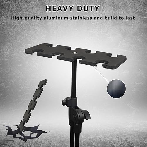 Miniatura 6 de Soporte para micrófonos múltiples, hasta 8 micrófonos, soporte ideal para organizar escenarios y exhibiciones, con adaptador roscado de 38"-16",