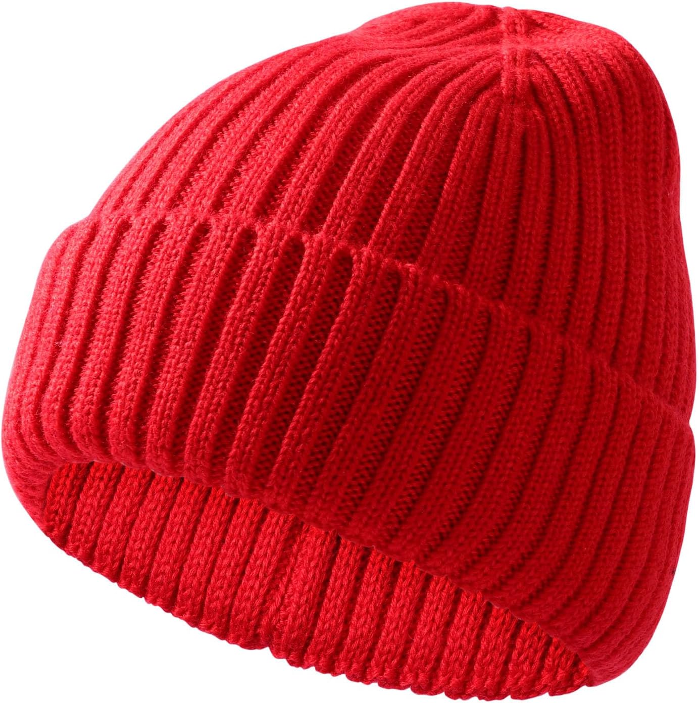 ACTLATI Kids Merino Wool Beanie Hat Winter Boys Girls Ribbed Knit Beanies Caps Unisex Cuffed Skull Caps 7-14 Years