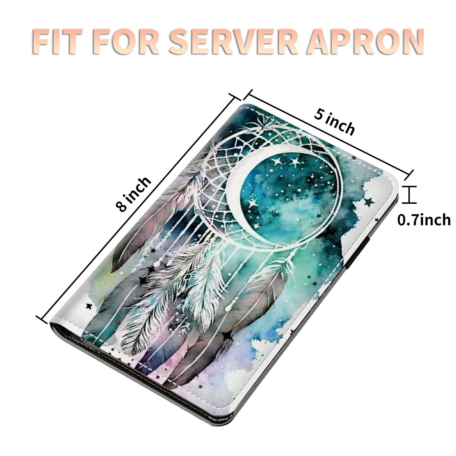 Server Books for Waitress Waiter with Zipper Pocket, Dreamcatcher Leather Server Pads Waitstaff Organizer Guest Check Presenters Server Wallet Money Holder Pouch Fit Apron