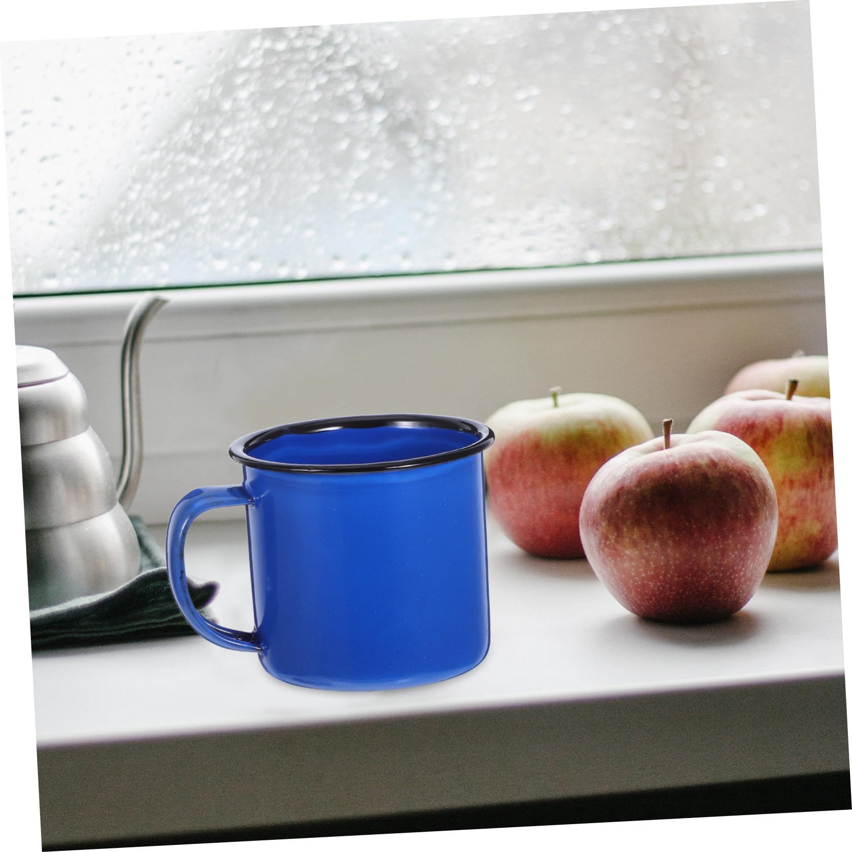 Happyyami Set de 4 Tazas de Esmalte Vintage para Camping y Cafés, Material de Esmalte Fácil de Limpiar y Diseño Cómodo para Bebida Tradicional