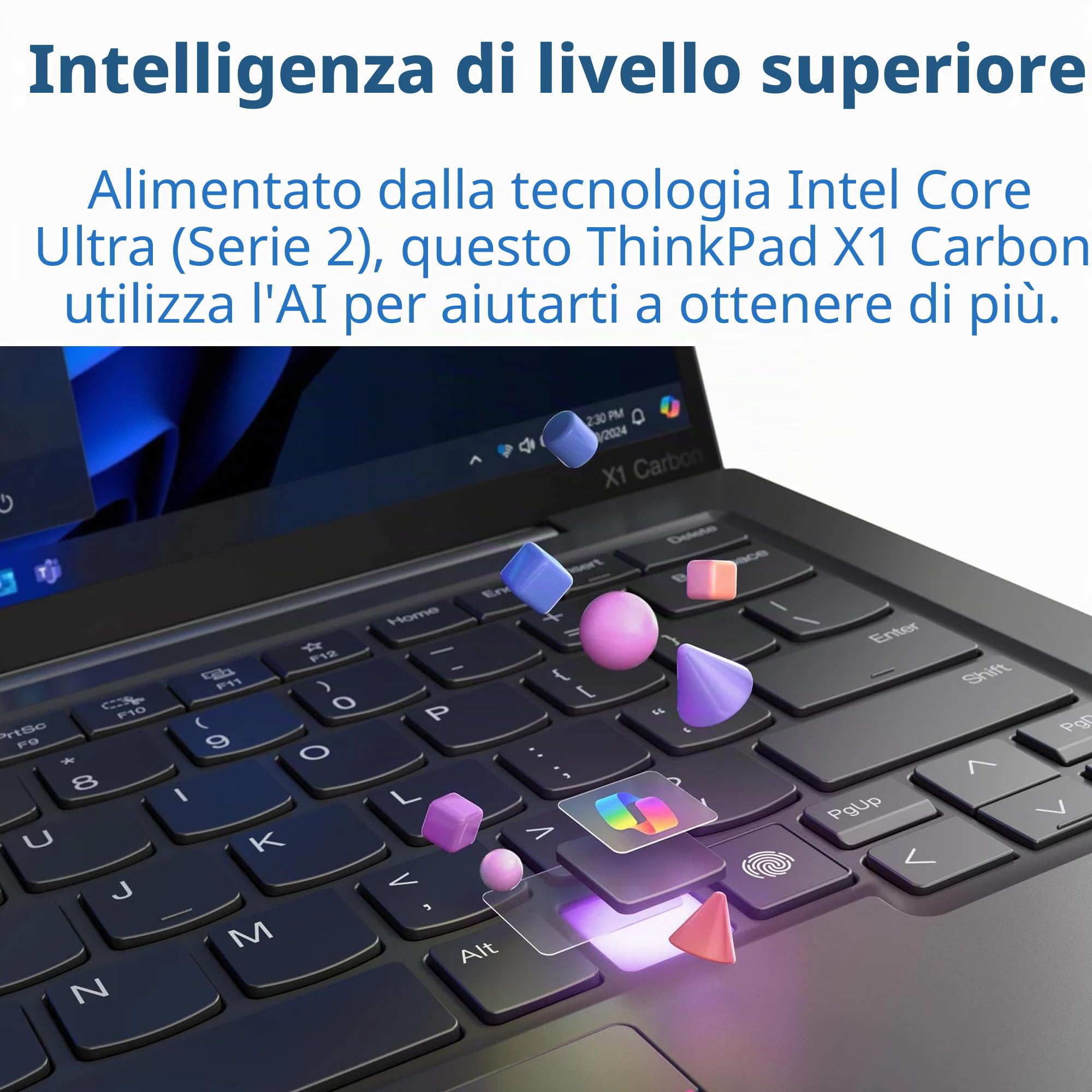 Lenovo ThinkPad X1 Carbon Gen 13-14" 2.8K OLED 120hz, Copilot+ PC Ultrabook - Intel Core Ultra 7 258V EVO- 32 GB di memoria 8533MT/s - SSD da 1 TB - retroilluminato, impronte digitali, Wi-Fi 7, Win 11