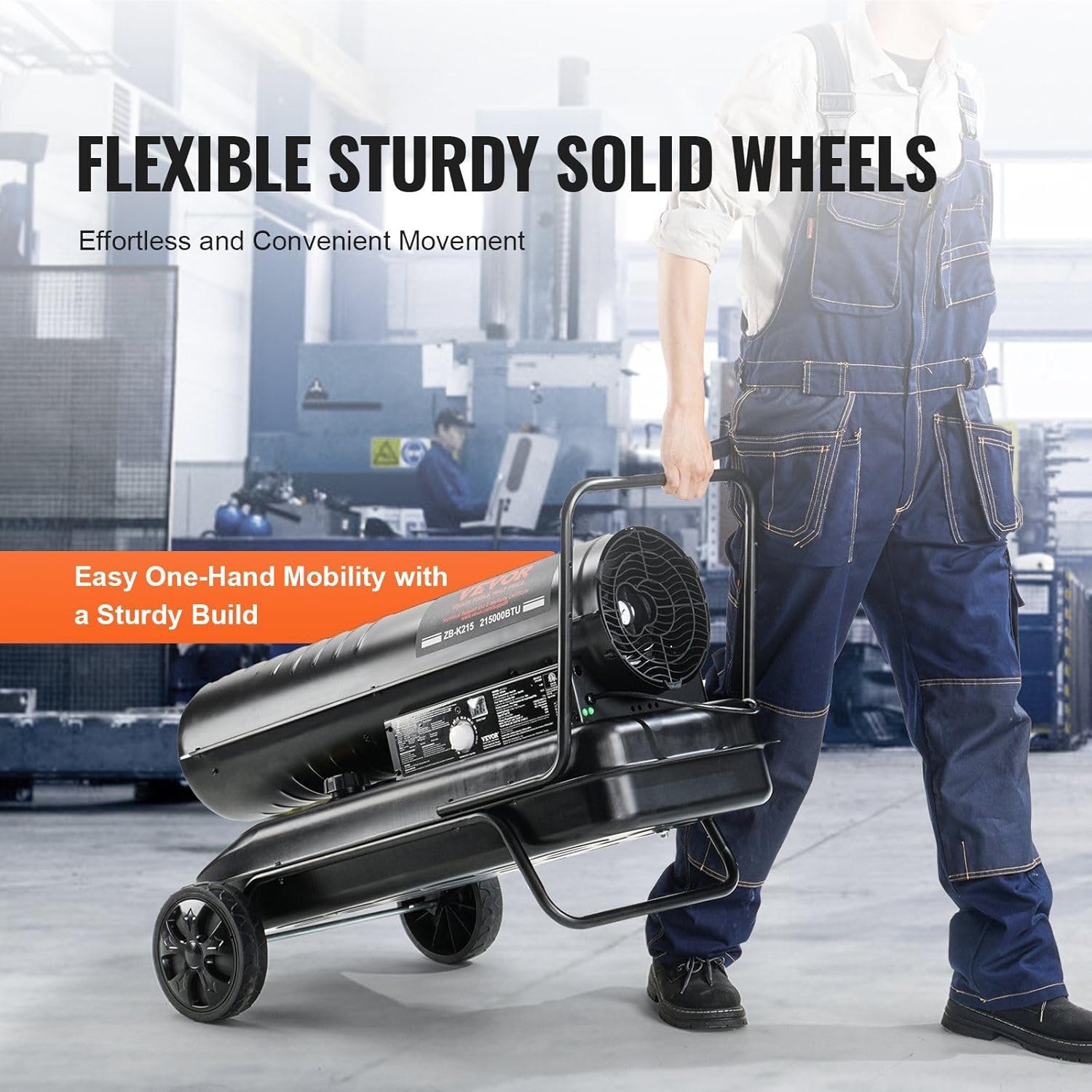 Kerosene Forced Air Heater, 215000 BTU Portable Torpedo Diesel Space Heater with Thermostat, 13.2 Gallon Tank Energy-Efficient heavy-duty Heater, for Indoor Outdoor Use Workshop Industry