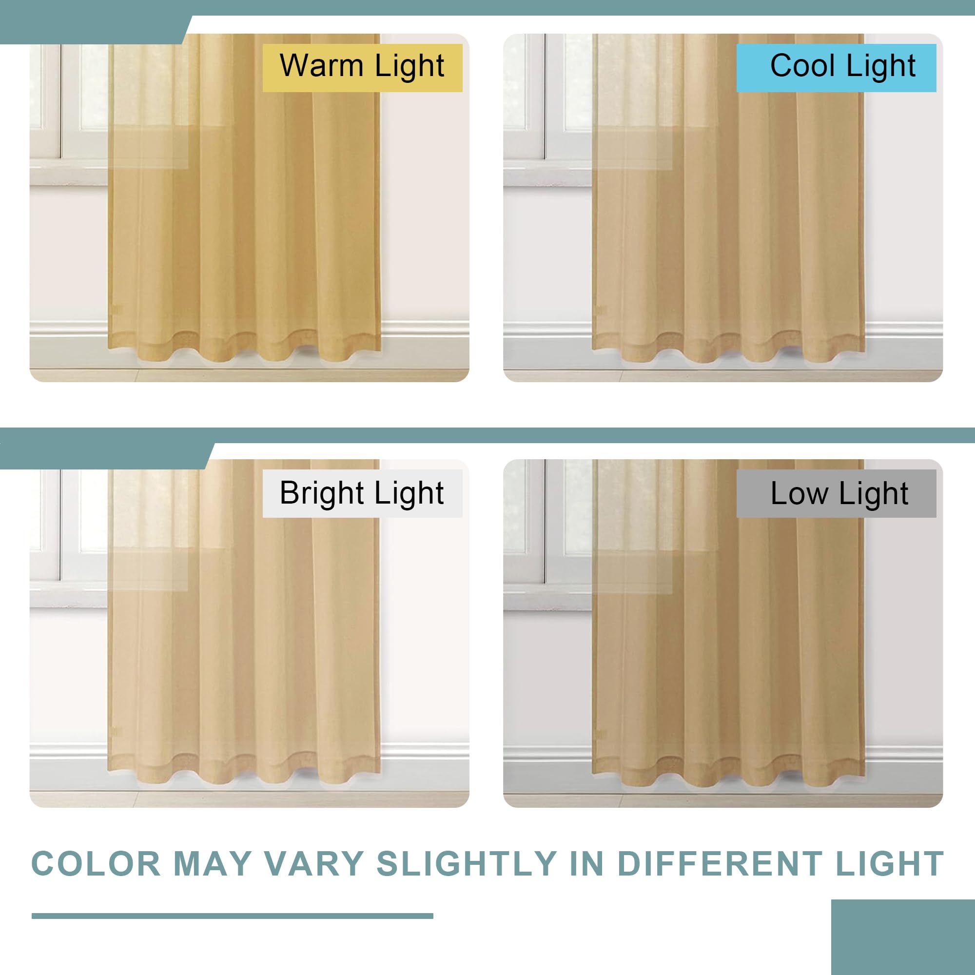 DWCN Cortinas semitransparentes de Gasa para Dormitorio y Sala de Estar, 132 x 213 cm de Largo, Juego de 2 Paneles