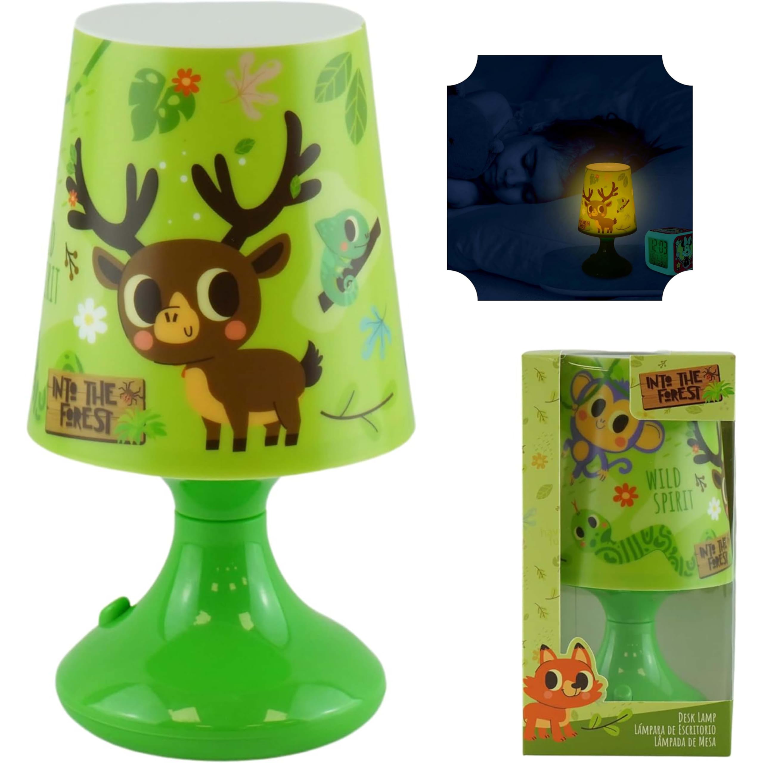 SRV Hub Animal Forest Table Lamp 18cm - Battery Operated Bedroom Kids LED Bedside Lamp, Living Room Night Lights, Easy Push On Off Button, Room Decor LED Lights