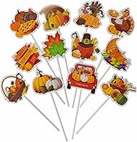 Vista 1 de ZOOYOO 24 adornos para cupcakes de Acción de Gracias, decoración de pasteles, decoración de papel para cupcakes DIY
