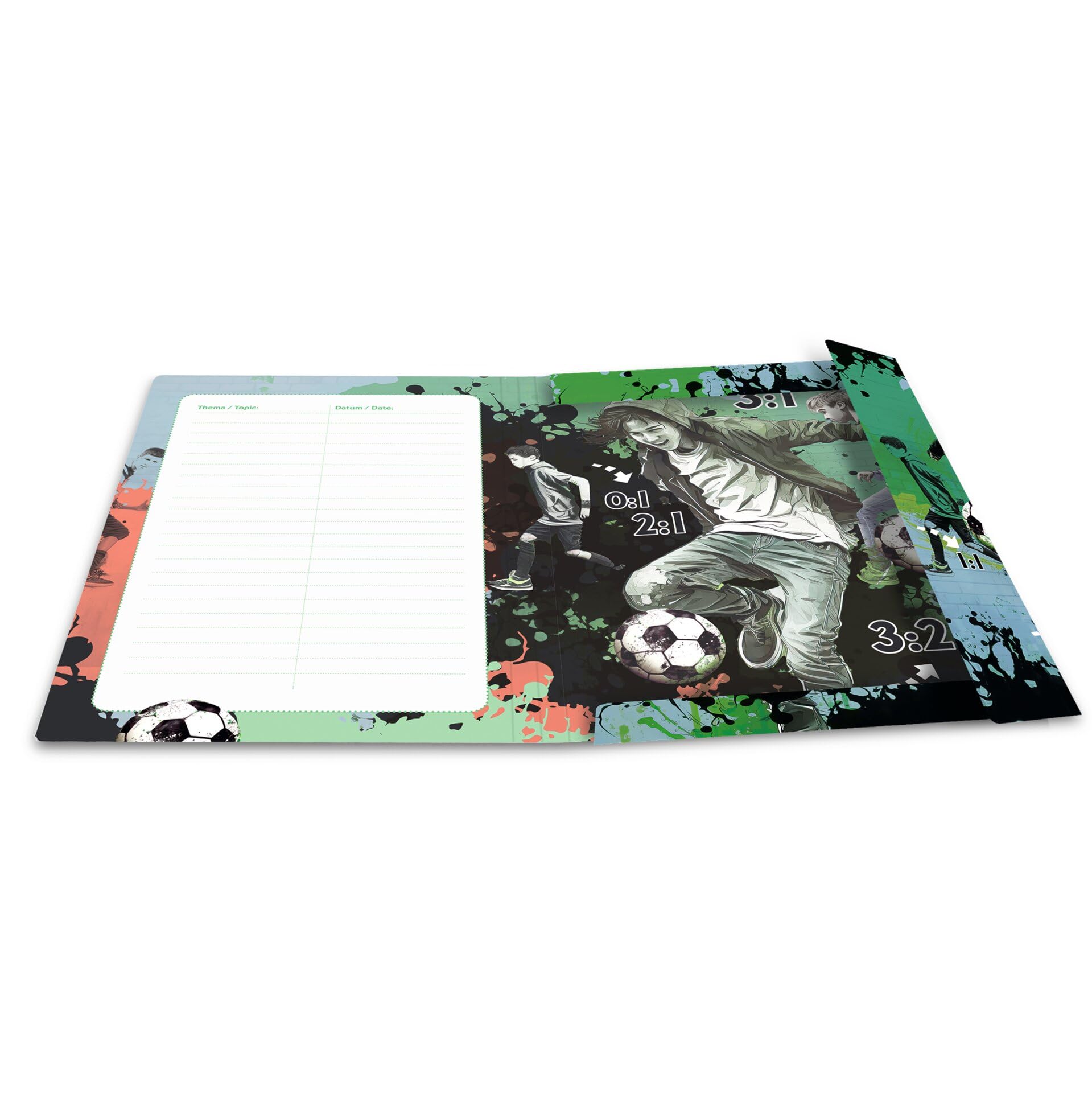 HERMA 19578 Portfolio Folders A3 Street Soccer, Pack of 3, Children's Cardboard Corner Folder with Inner Print & Elastic Band - Image 3