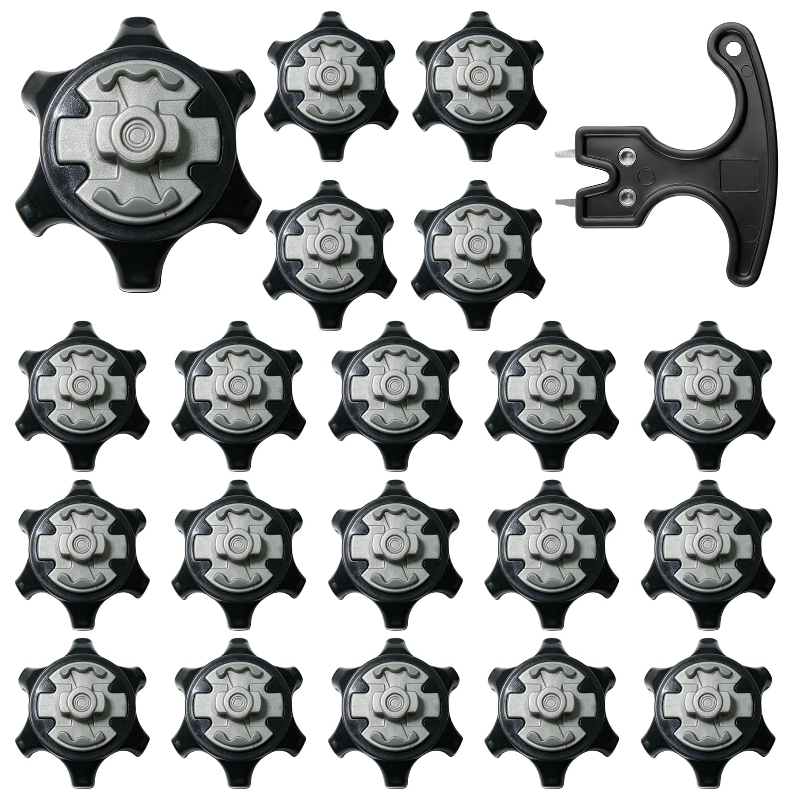 20 Pcs Golf Shoe Spikes, Replacement Golf Spikes with Cleats Wrench, Durable Rubber & Metal Running Shoe Spikes