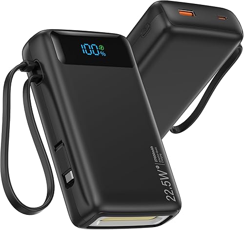 Miniatura 9 de Cargador portátil con cable integrado para iPhone serie 16/15, cargador de batería de carga rápida 27000mAh pantalla LED, cargador de teléfono