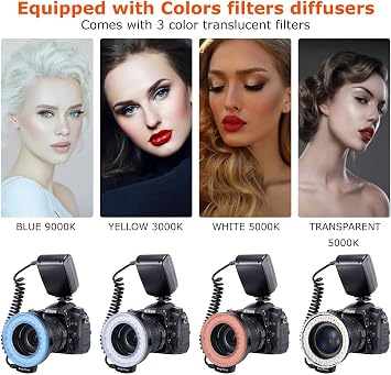 48 Macro LED Ring Light & Ring Flash with LCD Display Compatible with Nikon, Canon, Sony, Panasonic, Leica, Fujifilm, Pentax & Olympus DSLR's