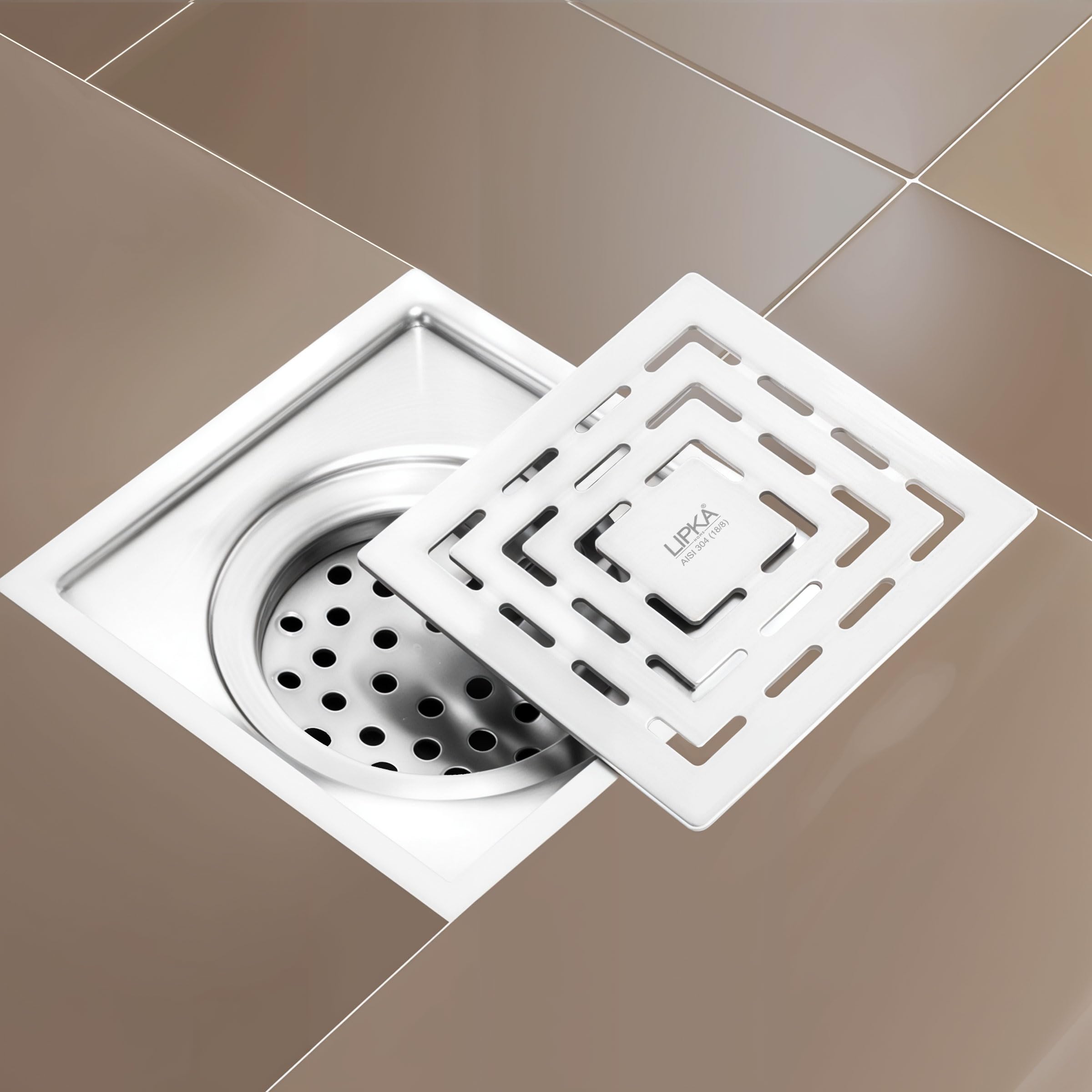 LIPKA Orange Exclusive Square Floor Drain | 6 x 6 Inches | 304-Grade Stainless Steel Floor Trap with Matte Finish | Drain Jali for Bathrooms with Collar & Cockroach Trap (B083GRJR7B) Amazon Price History, Amazon Price Tracker