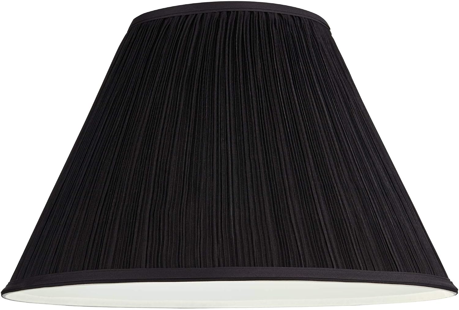 Black Mushroom Pleated Large Empire Lamp Shade 7" Top x 17" Bottom x 11" High x 11.5" Slant (Spider) Replacement with Harp and Finial - Springcrest