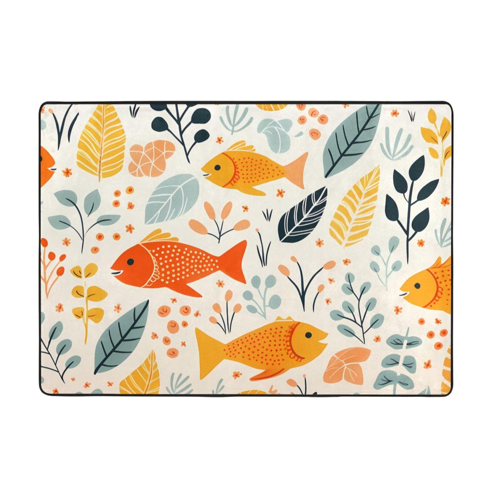 Tapis flanelle motif Koi pour rechauffer un sol froid de salon