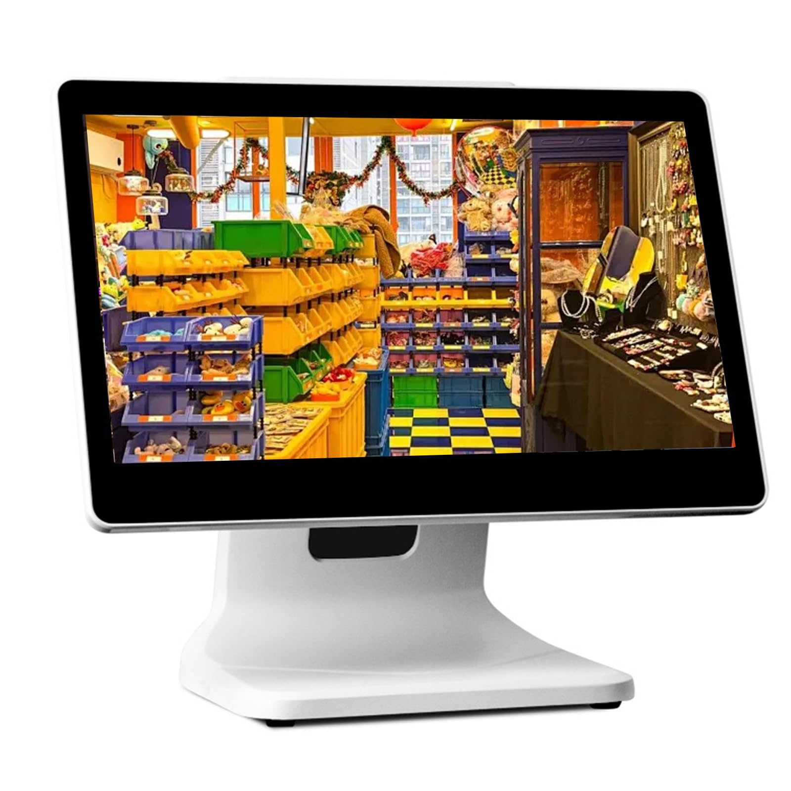 i3 Système de point de vente caisse enregistreuse Windows 10 4GB 15,6 pouces et écran personnalisé, moniteur à écran tactile, caisse enregistreuse de magasin intelligent pour détaillant, supermarché