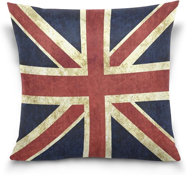 Use7 Throw Pillow Case Decorative Cushion Cover Square Pillowcase, Vintage Union Jack British Sofa Bed Pillow Case Cover(45 x 45cm/18 x 18 Inches) Twin Sides