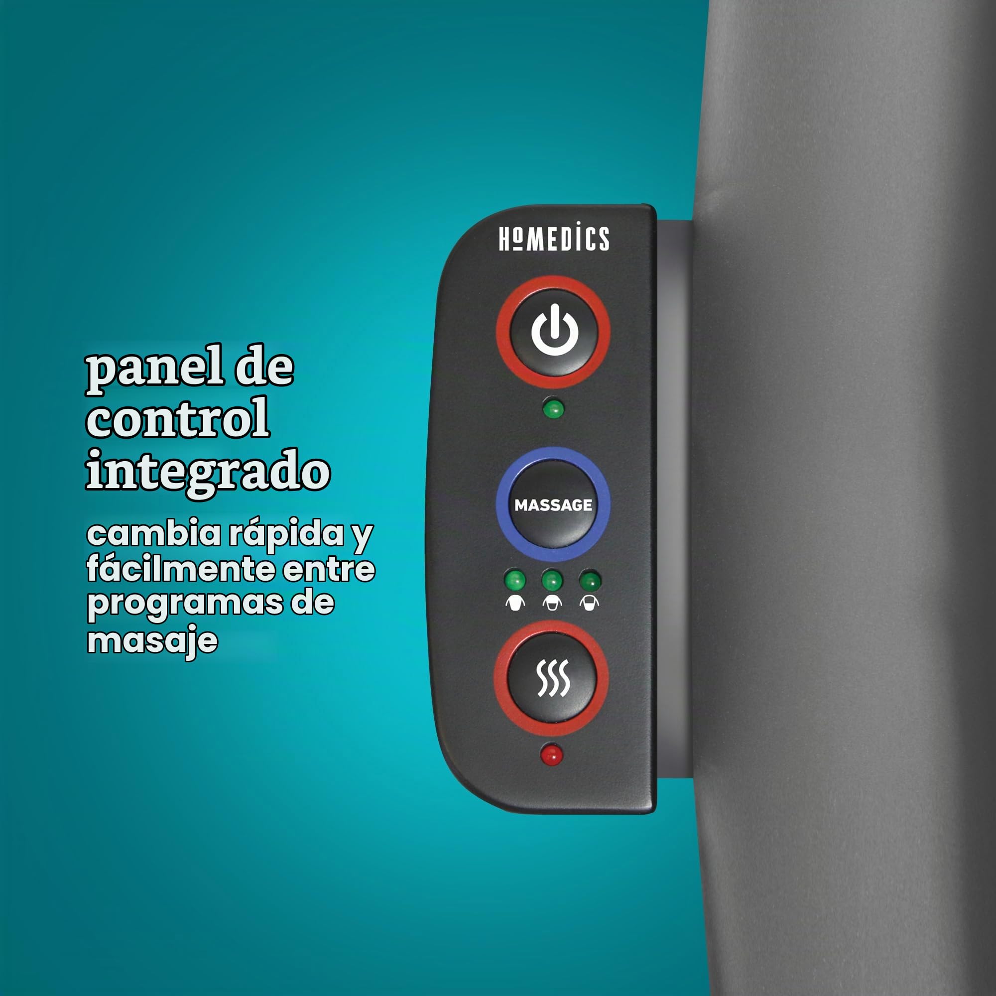 Homedics Shiatsu Asiento Masajeador Eléctrico para Espalda y Hombros, Gris | Silla Ajustable para el Hogar y Oficina, Calor Relajante, 3 Zonas Regulables por Control Remoto y Vibración