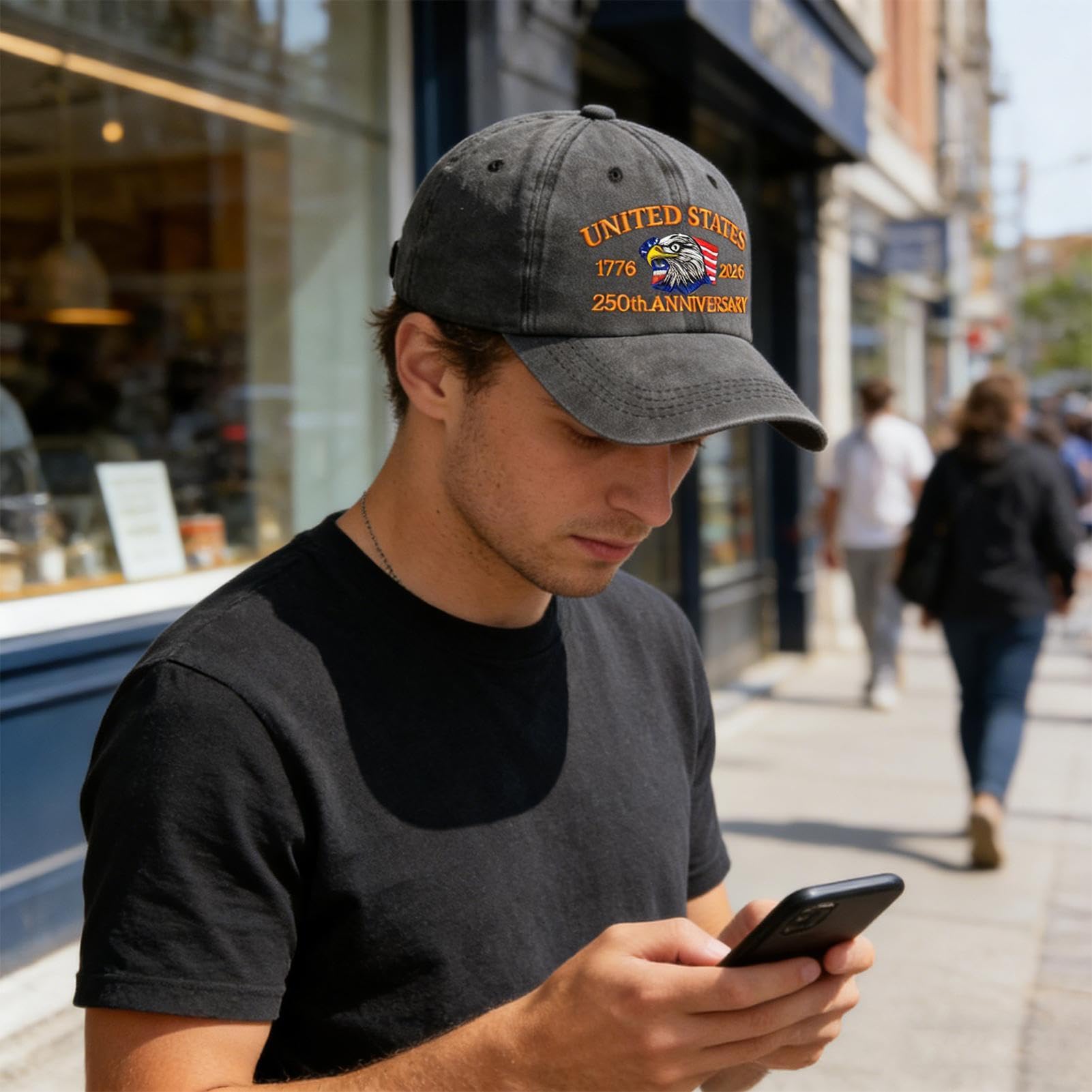 Generisch 250 Aniversario - Retro Ajustable Transpirable Gorras | 250 Años USA Gorra, Para Cumpleaños, Halloween, Pesca al Aire Libre Verano Camping Jardín Patio Senderismo Trabajo Viajes