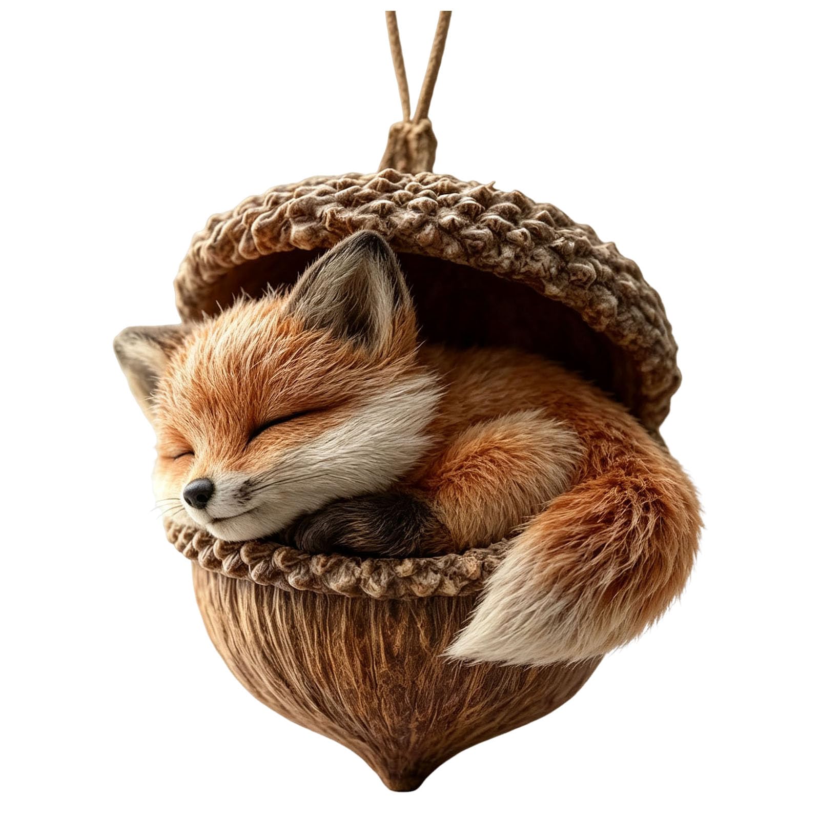 3D Forest Animal Acorn Ornaments Woodland Animal Ornaments Tree Decor Realistic Squirrel Figurine in Acorn Shell Hanging for Home Party Christmas Tree Decor Woodland Theme Gift for Lover