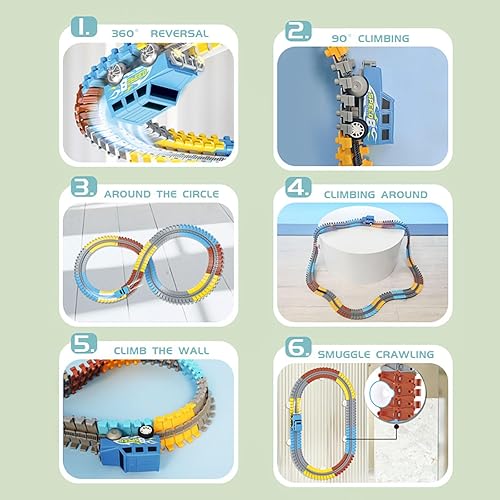 Miniatura 5 de Juego de pistas de carreras flexibles con 2 autos de carreras eléctricos, regalo de cumpleaños para niños y niñas de 3, 4, 5, 6, 7, 8, 9, 10, 11, 12