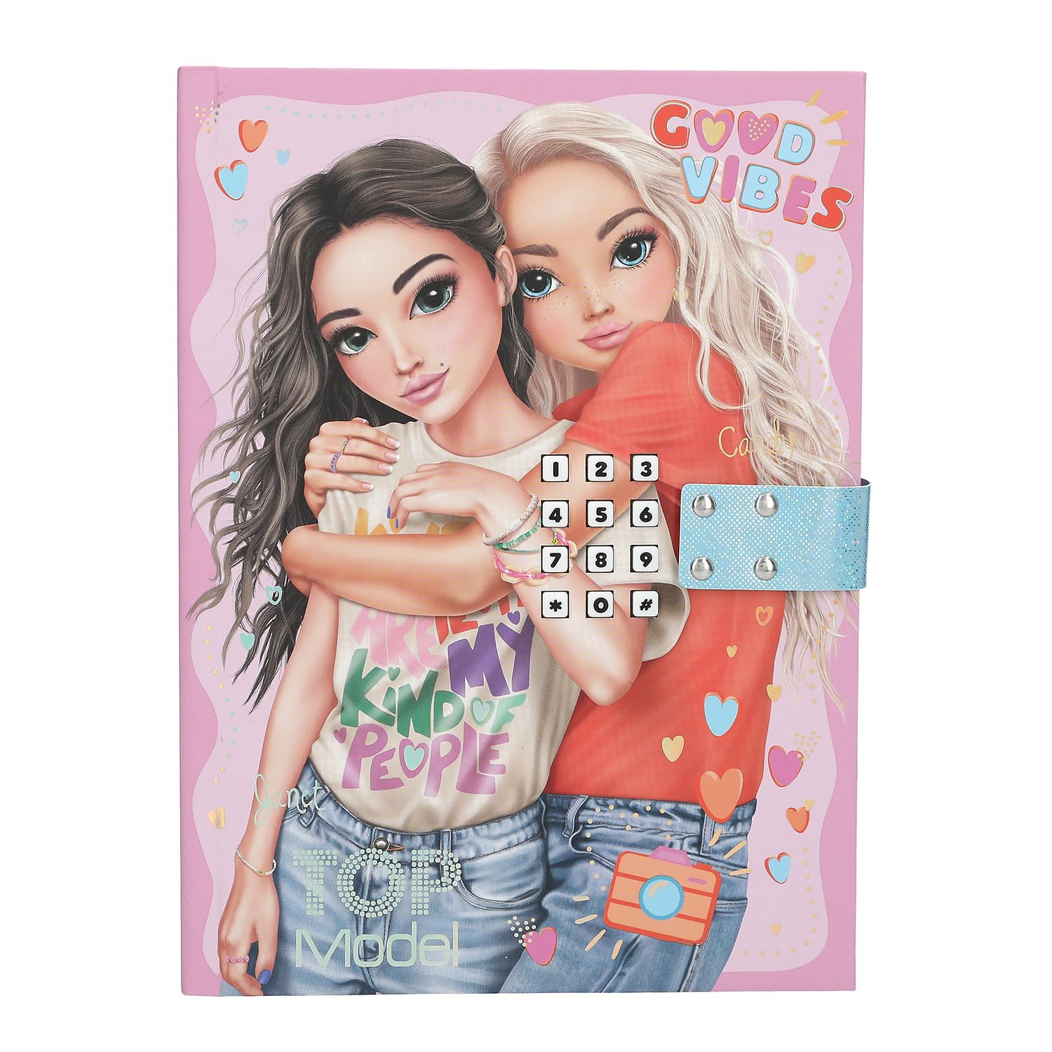 Depesche TOPModel 13231 Diary with Number Code and Sound, Book in Pink and Blue, with Model Motif and 80 Lined and Colourful Illustrated Pages