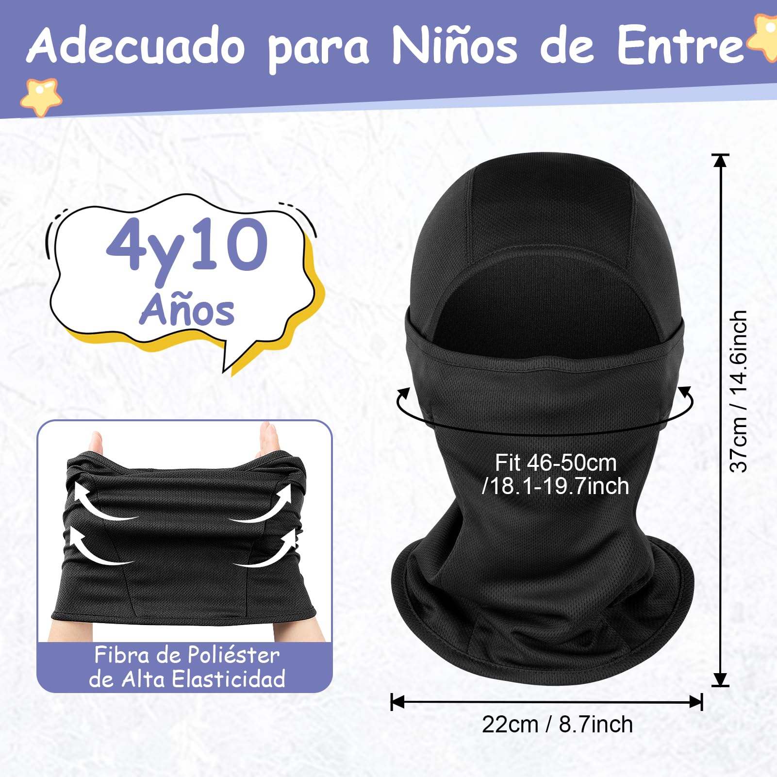 Kiiwah Pasamontañas Niños Multifuncional Blaclava Máscara de Ciclismo Transpirable Sombreros Gorro con Calentador de Cuello para Niños y Niñas Deportes al Aire Libre