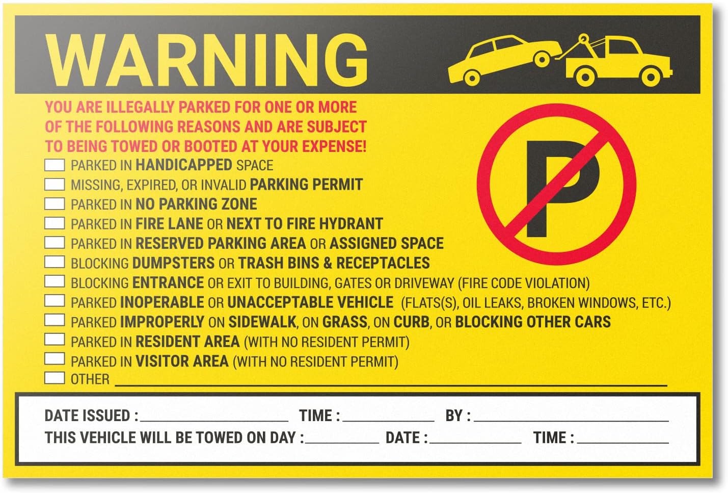 300 Parking Violation Stickers, 6 x 9 Inch You are Parked