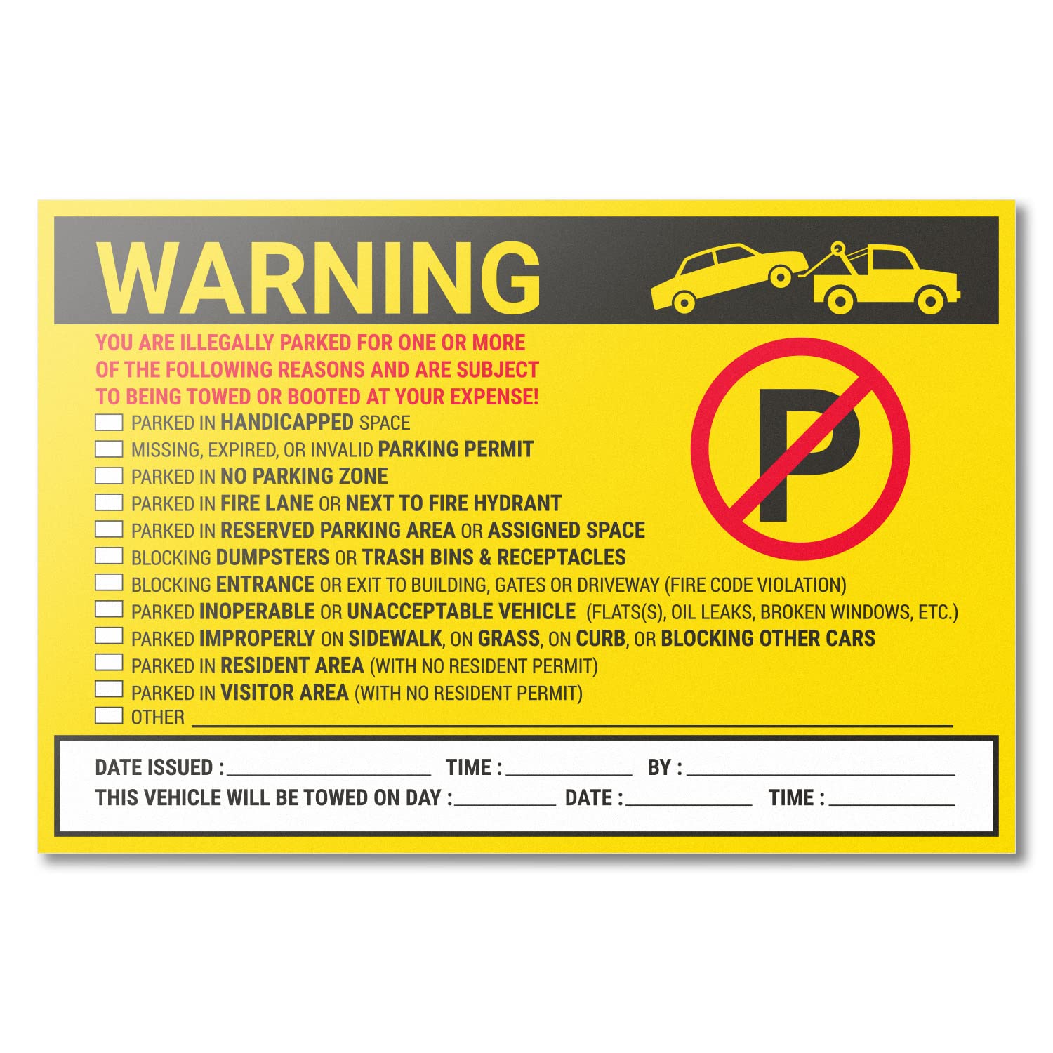 300 Parking Violation Stickers, 6 x 9 inch - You are Parked Illegally Stickers - No Parking Allowed Labels (Hard to Remove) for Car Windows - 1 Roll