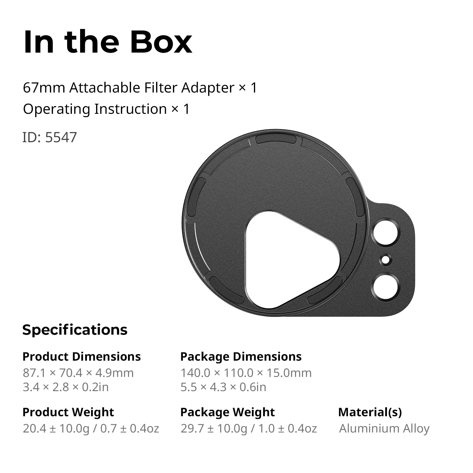 SMALLRIG Magnetyczny adapter pierścieniowy do filtrów FilMov 67 mm do etui (do iPhone'a 17 Pro 5549/5550), kompatybilny z serią filtrów magnetycznych 67 mm (4726/4581/4582/4583/5169/5170) - 5547