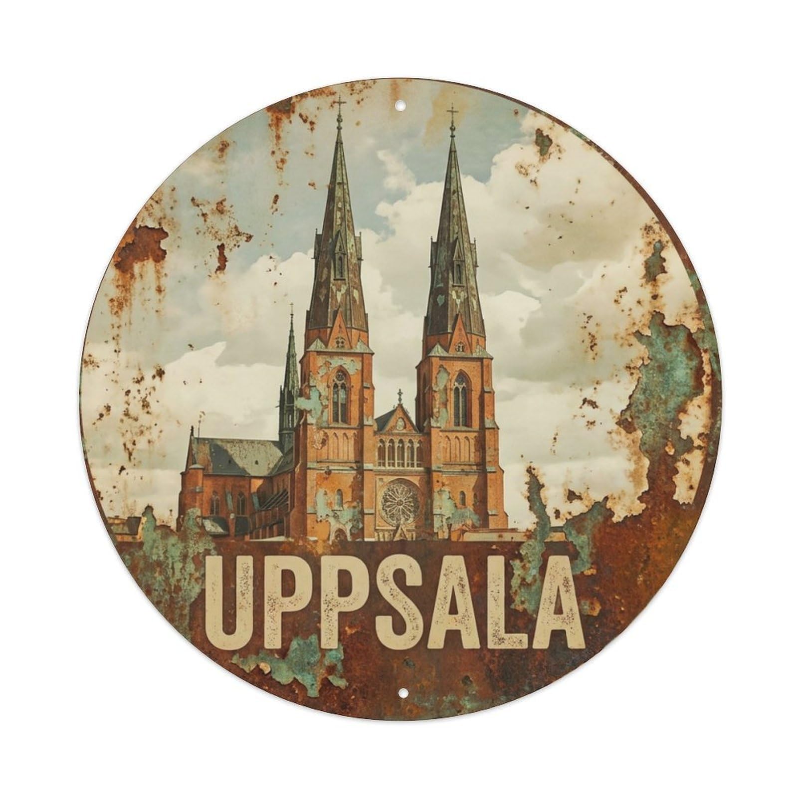 Galvaxio Style Sweden Retro Travel Uppsala 1 Metal Tin Sign